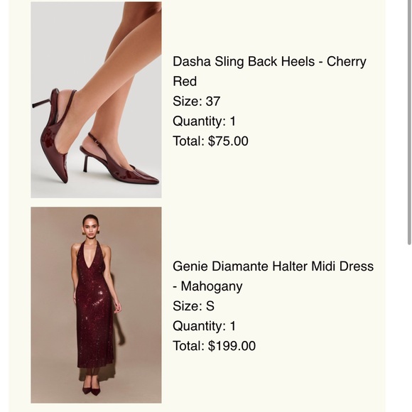 Genie Diamante Halter Midi Dress - Mahogany Meshki - Picture 4 of 4